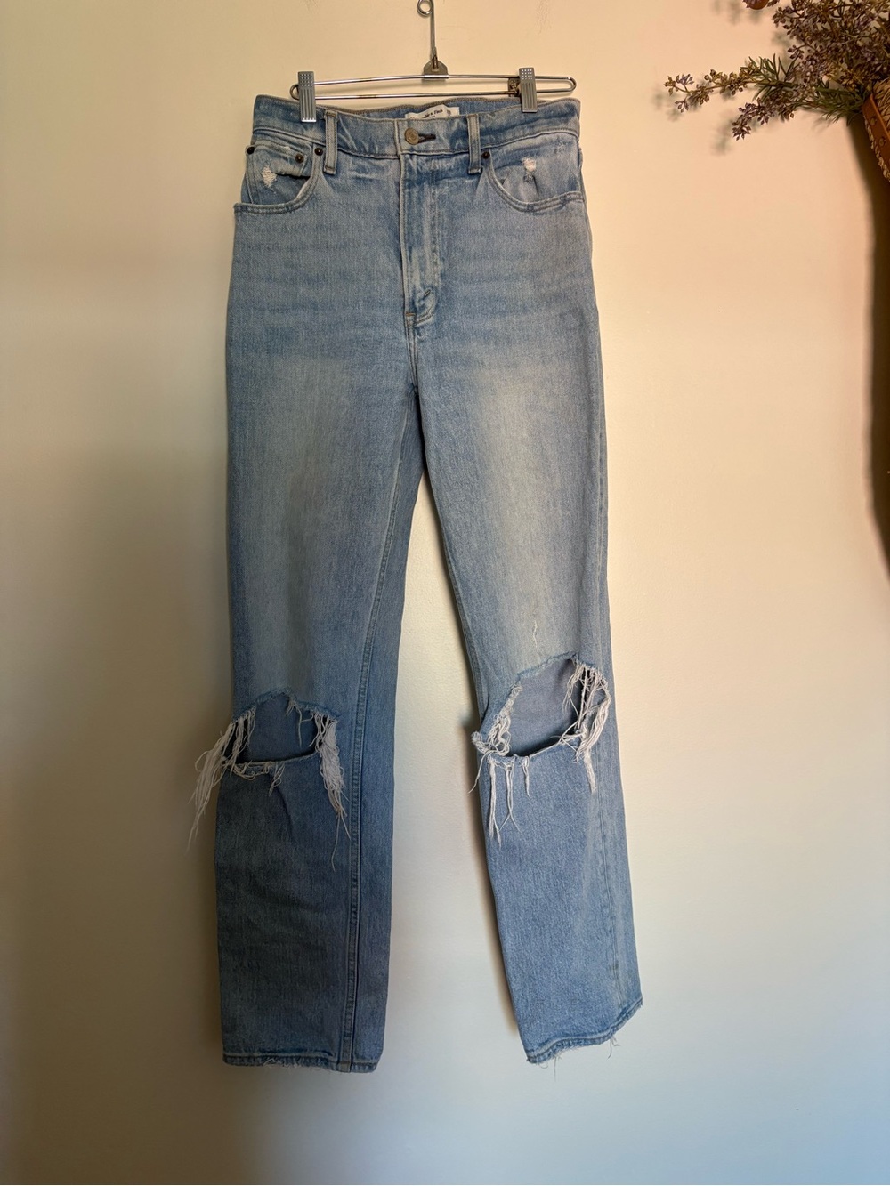 Abercrombie 90s Straight Jeans 26 Ultra High Rise Distressed Light Wash Y2K Rare